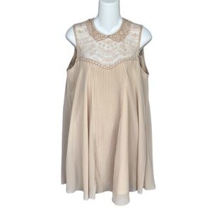 ASOS Petite Sleeveless Pleated Shift Mini Dress Sz 8P Lace Collar Coquette Girl